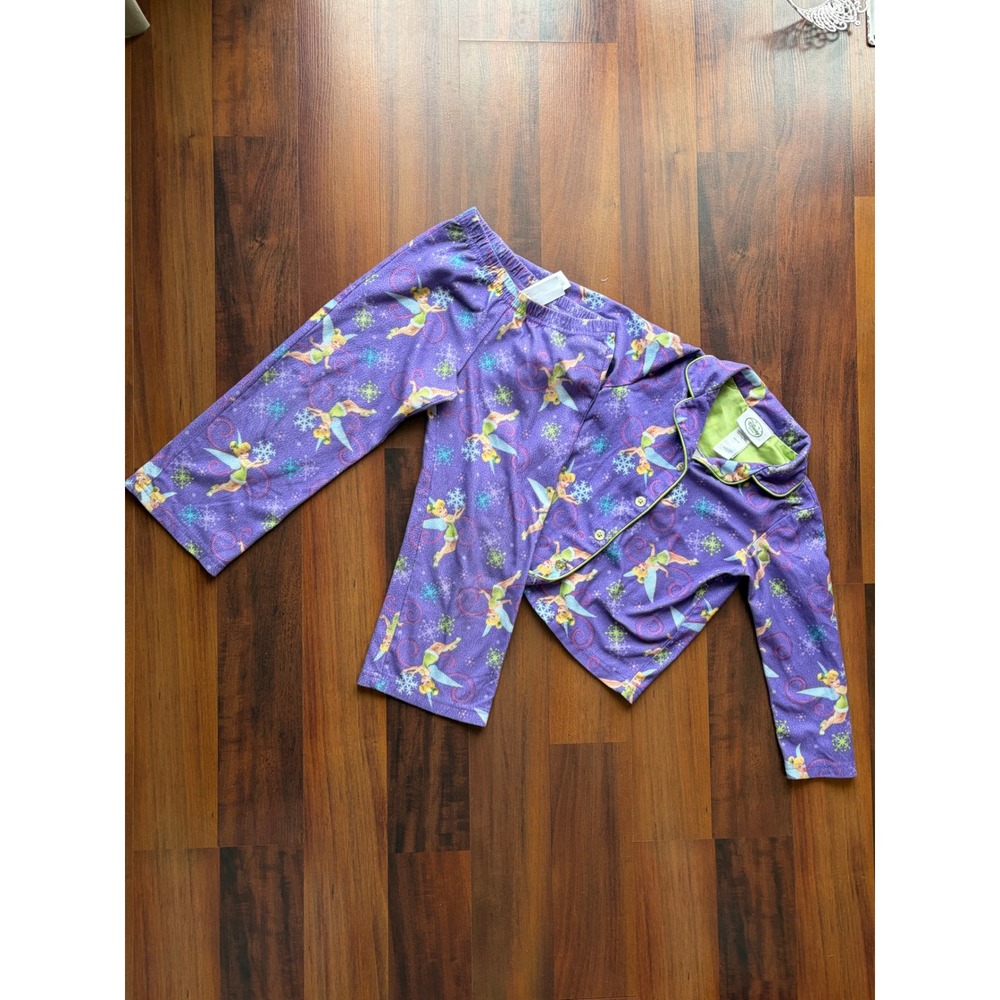 Disney Fairies Tinker Bell Purple Fleece Pajamas Girls Size 4/5 2009 FF3-71/S-74